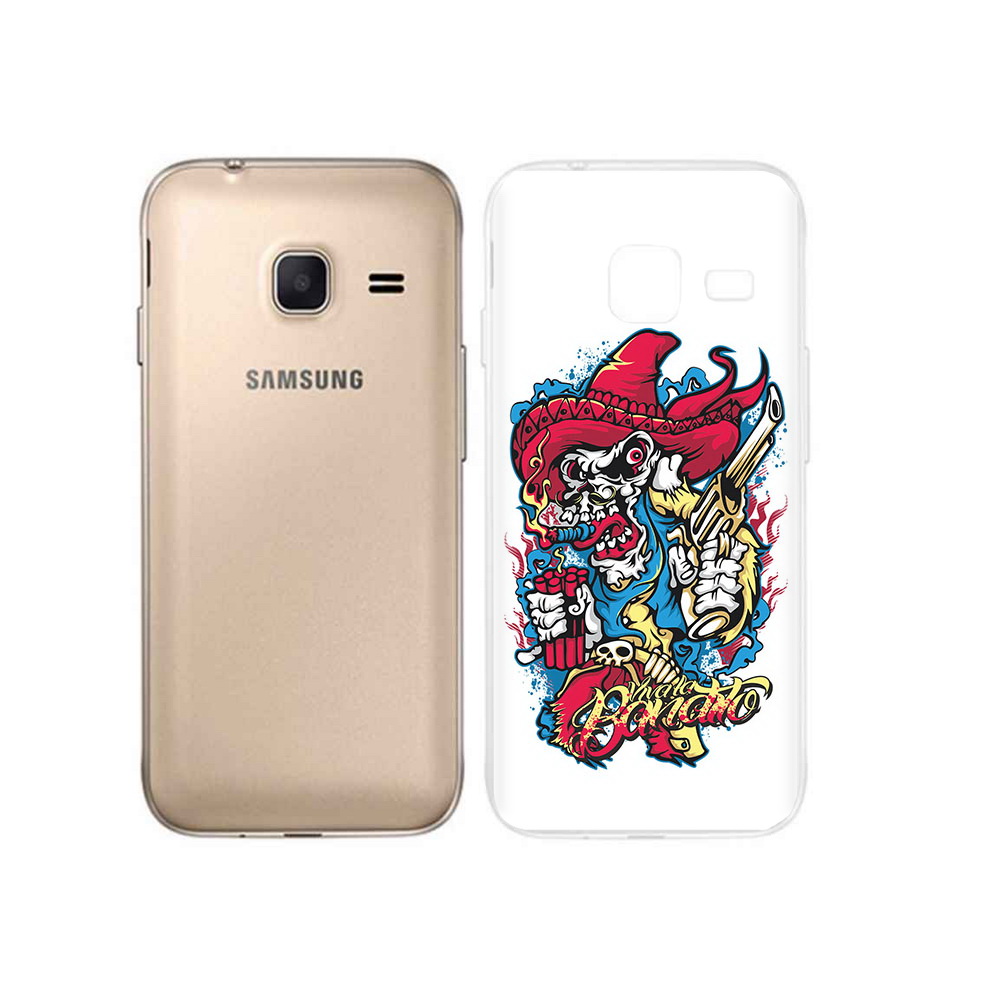 

Чехол MyPads Tocco для Samsung Galaxy J1 mini нарисованный скелет с писталетом, Tocco
