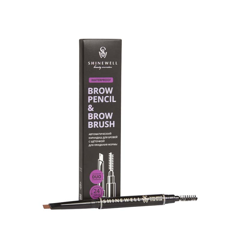 карандаш для глаз shinewell тон 2 темно коричневый 1 г Автоматический карандаш для бровей Shinewell Brow pencil & Brow Brush т 03