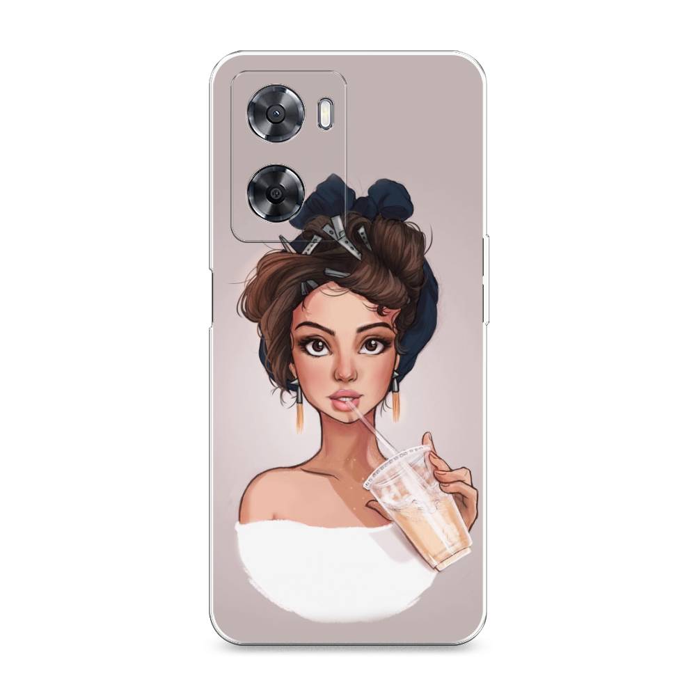 

Чехол на Oppo A57 4G "Девушка с фраппе", Серый, 2511950-6