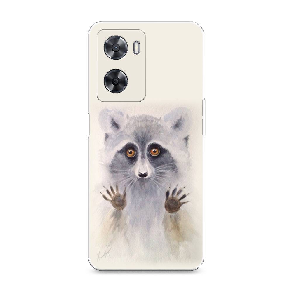 

Чехол на Oppo A57 4G "Енот за стеклом", Бежевый;серый, 2511950-4
