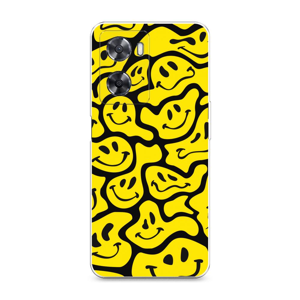 

Чехол на Oppo A57 4G "Расплывчатые смайлики желтые", Черный;желтый, 2511950-6