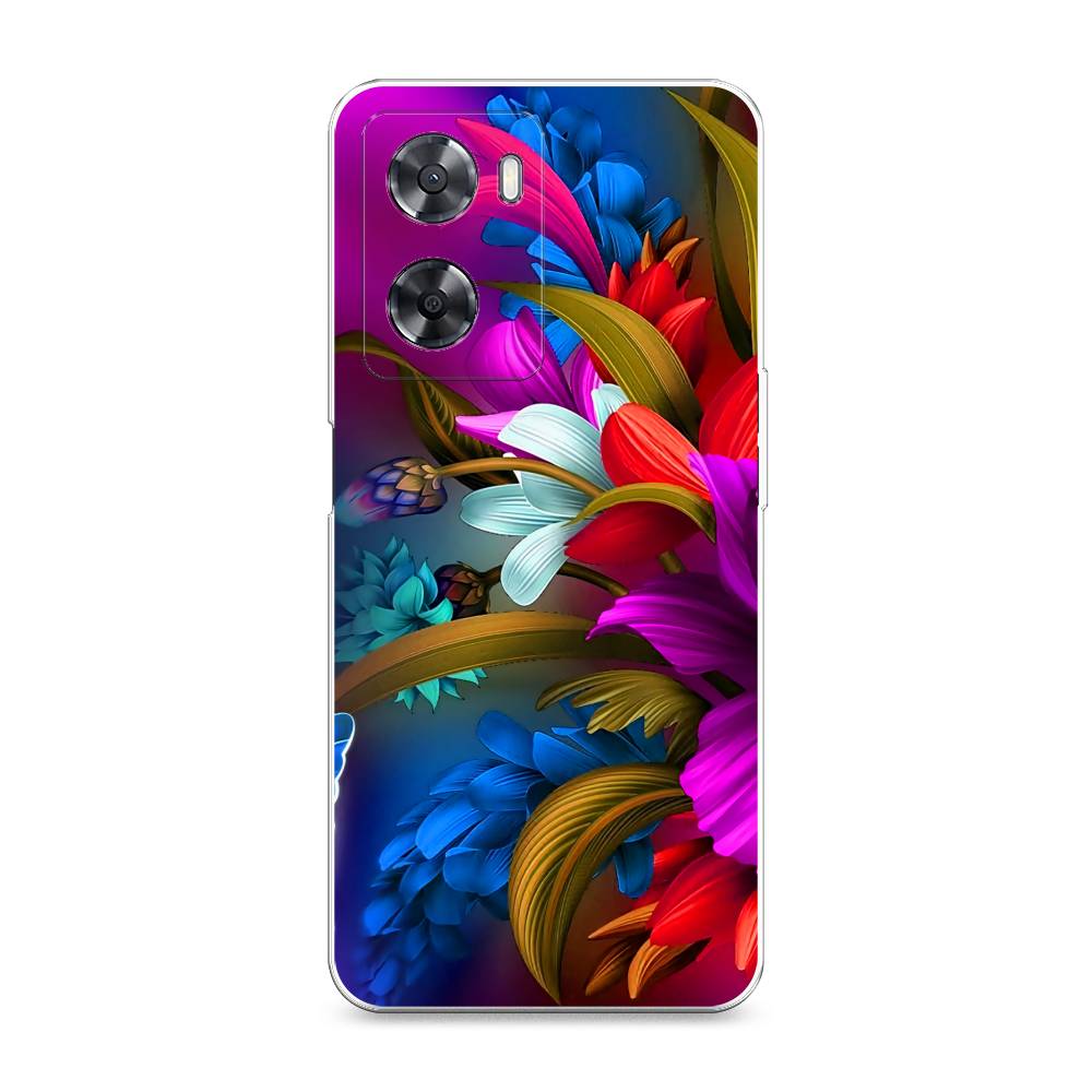 

Чехол на Oppo A57 4G "Фантастические цветы", Фиолетовый;красный;синий, 2511950-2