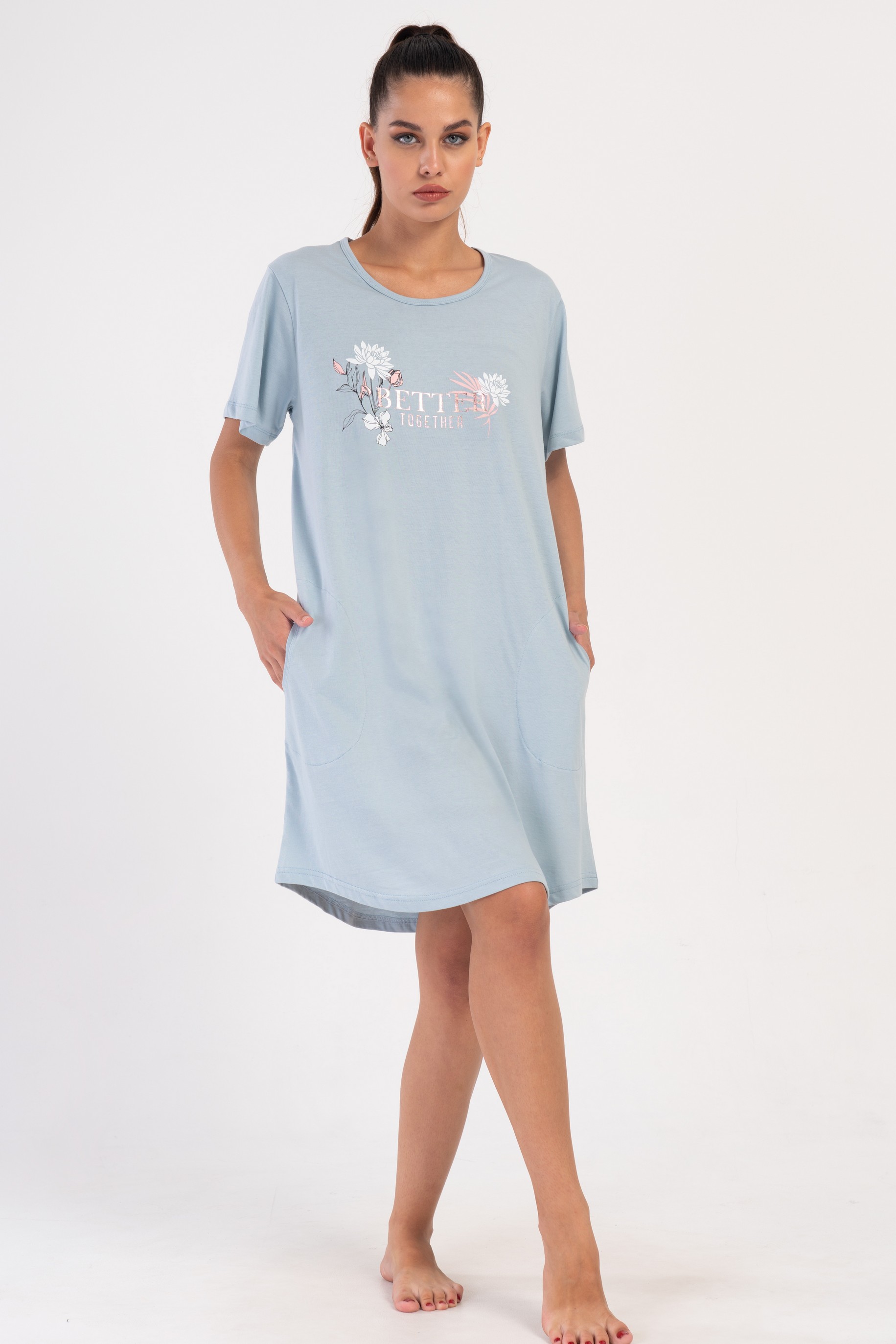 

Туника домашняя женская VIENETTA 1-035-SbM голубая 4XL, Голубой, 1-035-SbM