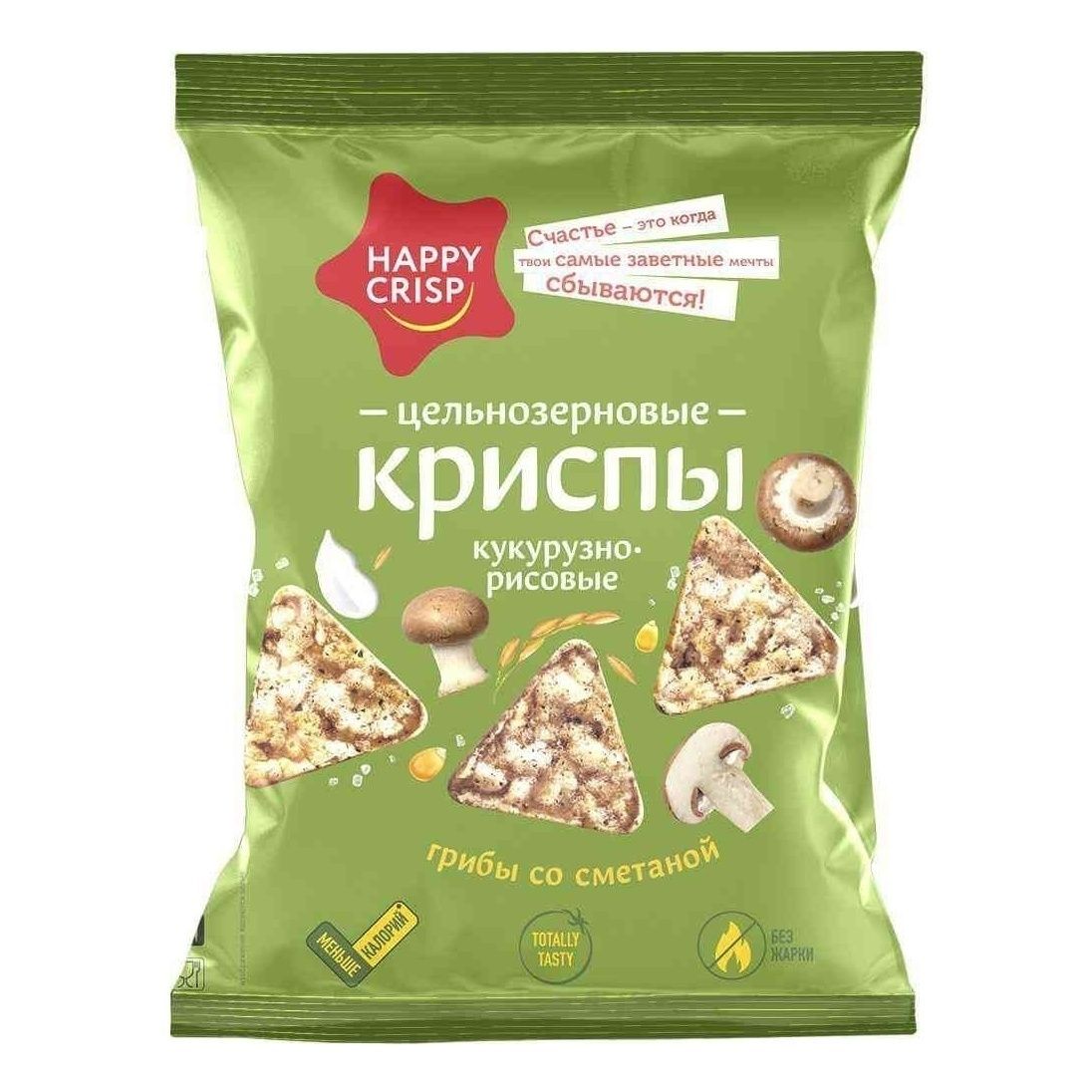 Чипсы кукурузно-рисовые Happy Crisp грибы со сметаной 50 г 61₽