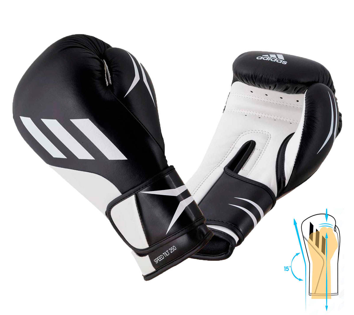 фото Перчатки боксерские adidas speed tilt 250 чёрно-белые, 10 унций