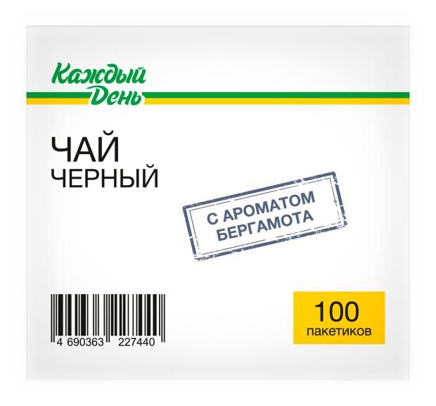 

Чай черный Каждый День бергамот в пакетиках 1,5 г х 100 шт