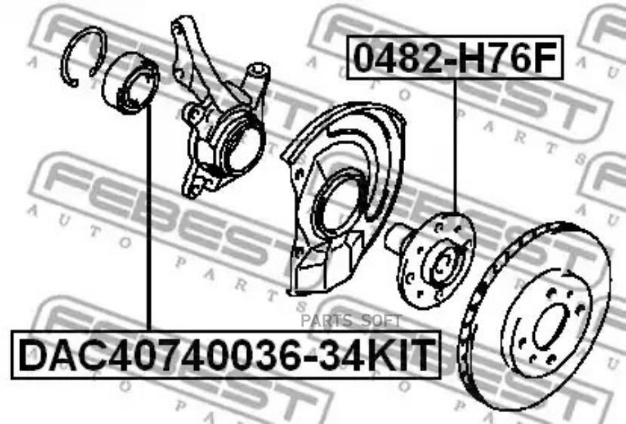 

FEBEST Подшипник ступицы передний к-кт FEBEST DAC40740036-34KIT