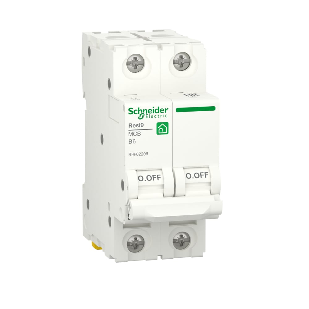 фото Schneider electric resi9 автоматический выключатель ав b 6а 2p 6000a r9f02206