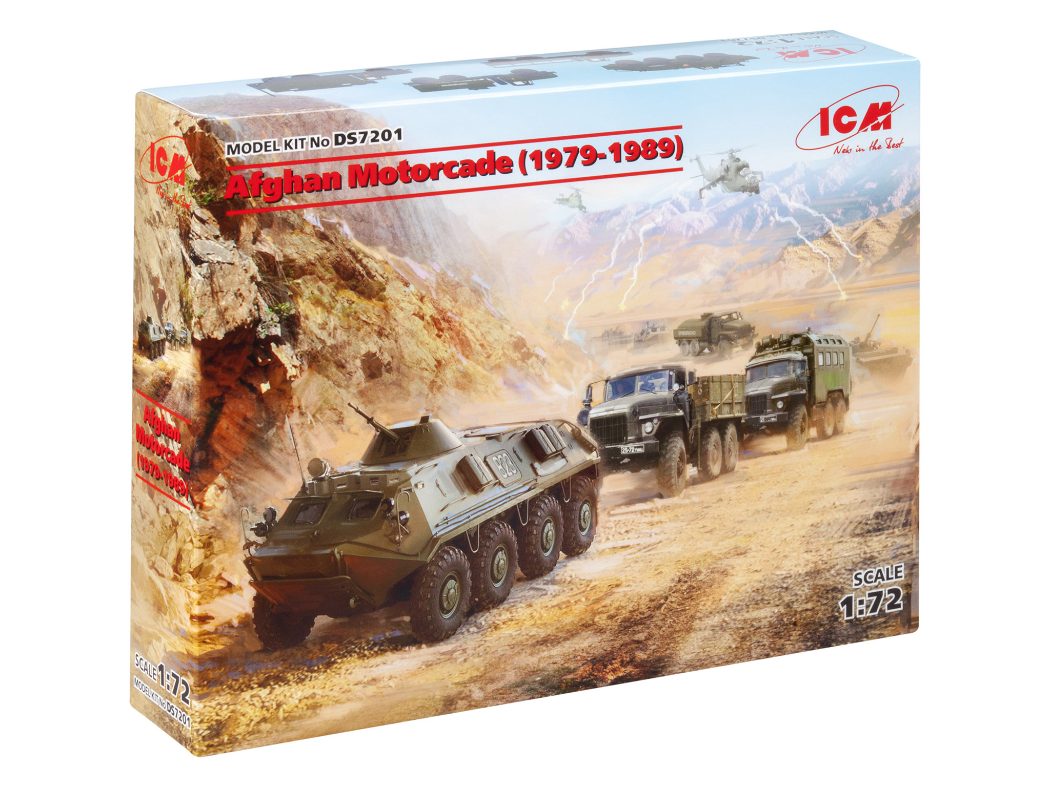 

Сборн модель ICM 1/72 Afghan Motorcade 1979-1989 URAL-375D,-375A ATZ-5-375 BTR-60PB DS7201