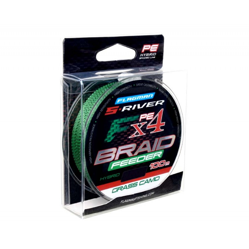 Шнур FLAGMAN S-River Braid PE Hybrid F4 Feeder 100м Grass Camo 020мм 135кг 30lb 362₽