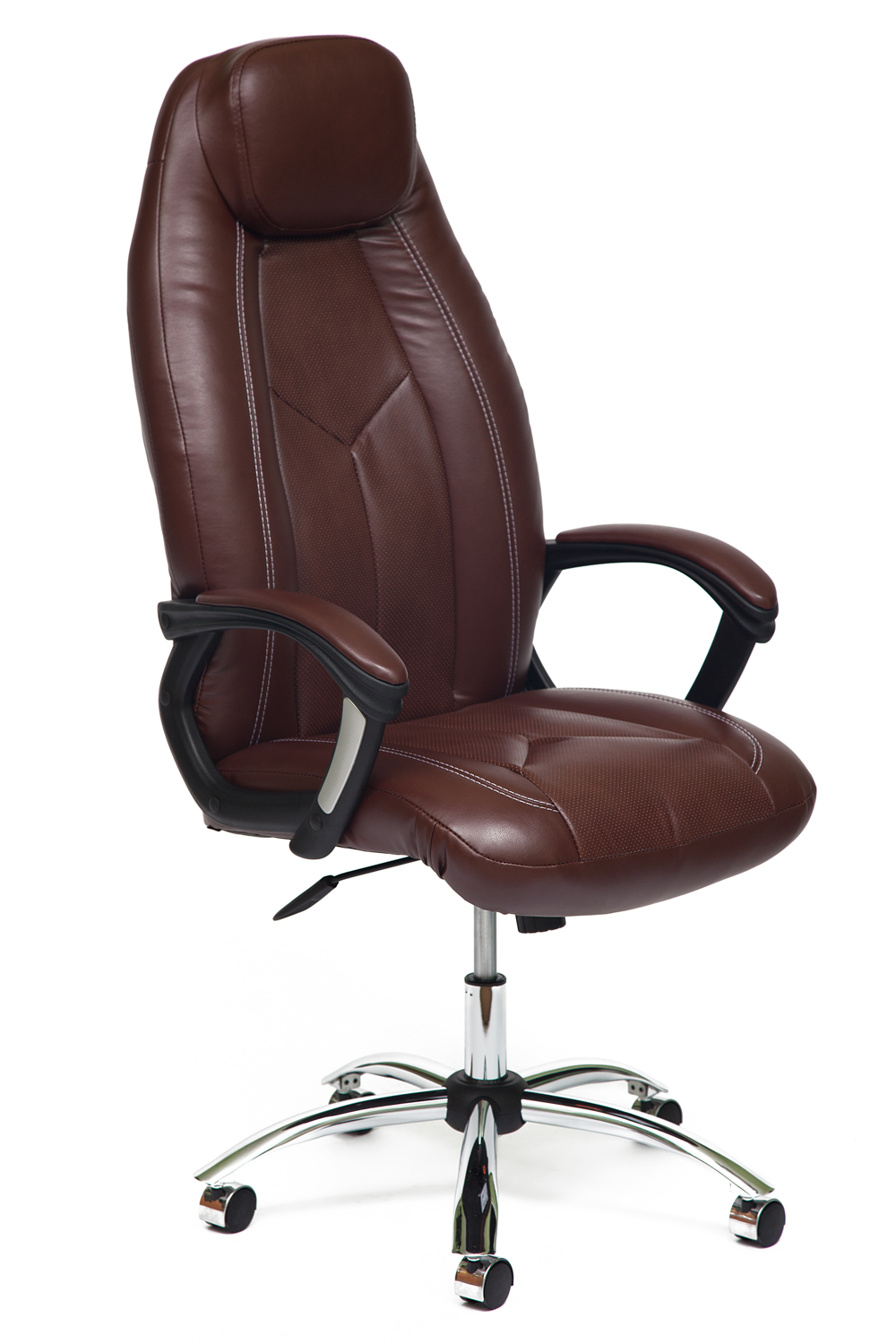 Кресло руководителя BOSS (хром) Иск.кожа коричневый 2 TONE/Коричневый перфор. 2 TONE