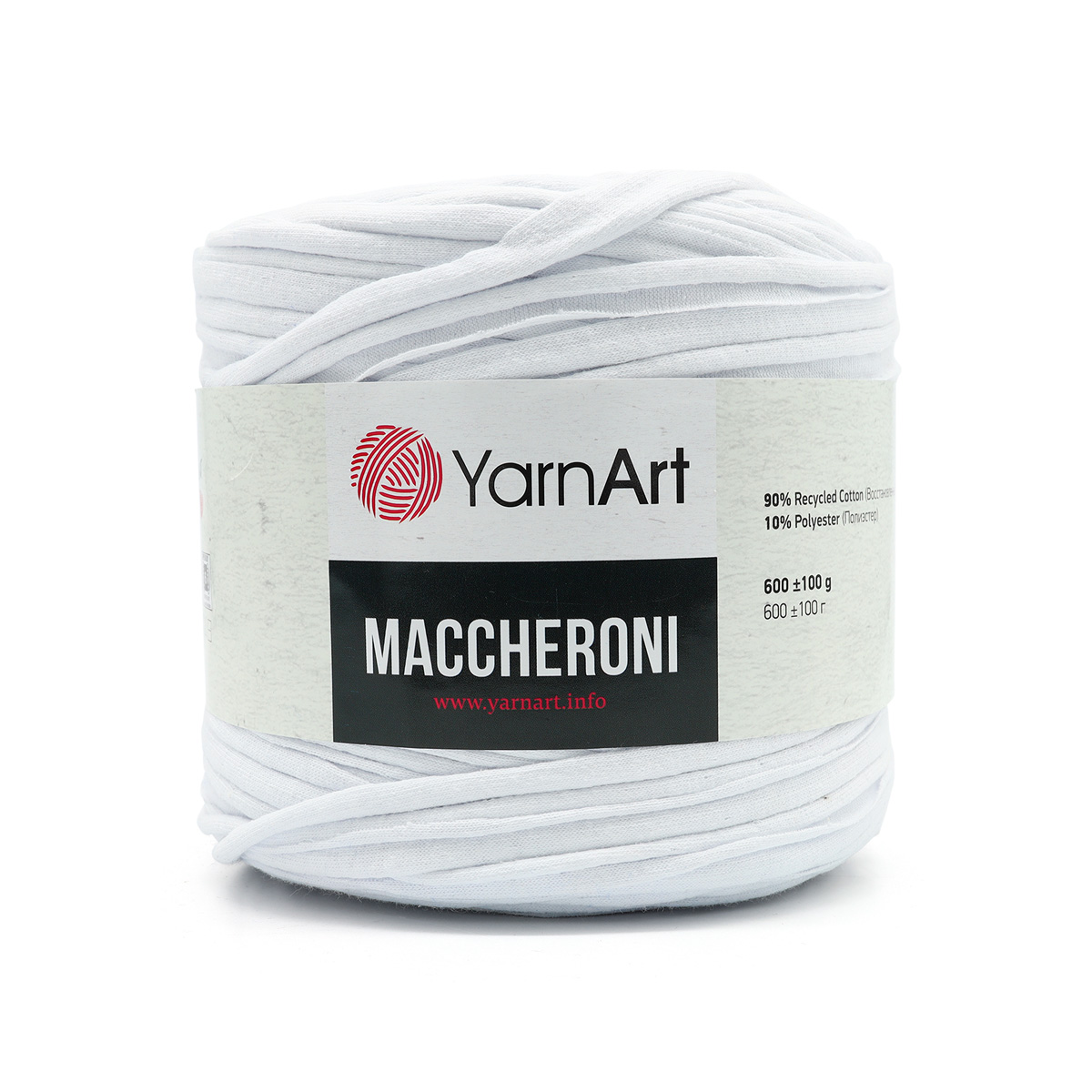 

Пряжа YarnАrt 'Maccheroni', 600 г (+-100 г) (1 белоснежно-белый), 8 мотков