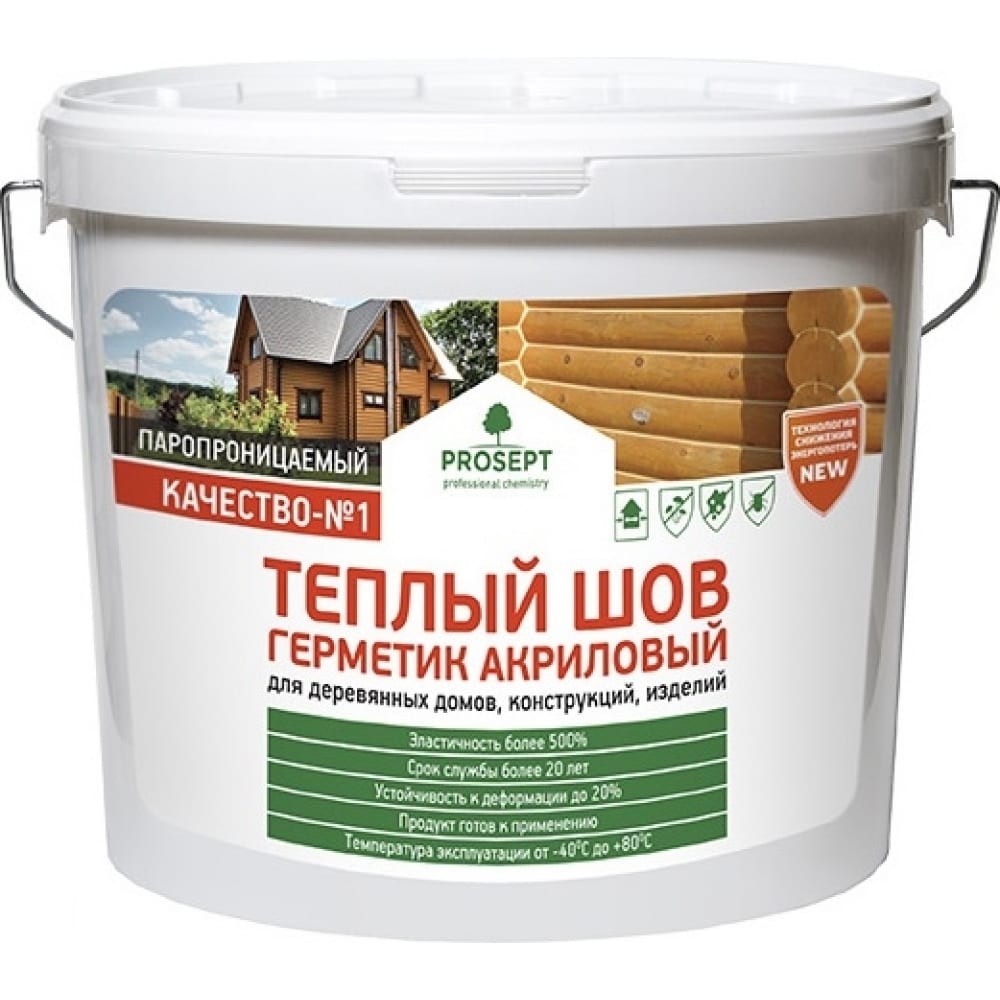 PROSEPT Теплый шов герметик акриловый для деревянных домов 7кг 0024-7 б