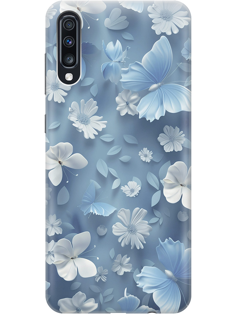 

Силиконовый чехол на Samsung Galaxy A70/A70s с принтом "Голубые бабочки", Прозрачный;белый;голубой, 720804410