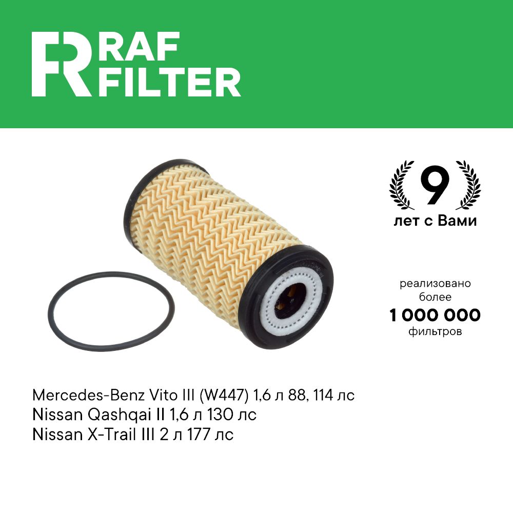 

Фильтр масляный RAF Filter ROF042 Nissan Qashqai j11, X-Trail T32, Renault Megane 3 и 4