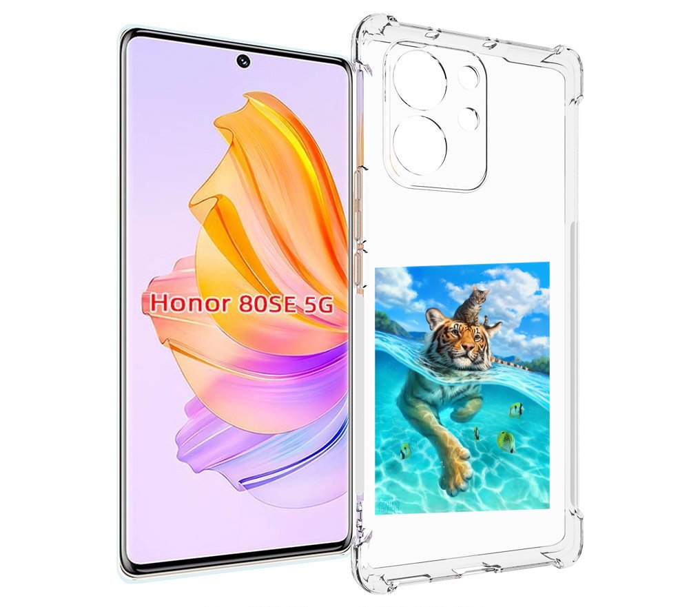 

Чехол MyPads Кот-на-тигре для Honor 80 SE, Прозрачный, Tocco