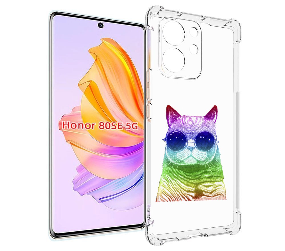 

Чехол MyPads Кот в очках для Honor 80 SE, Прозрачный, Tocco
