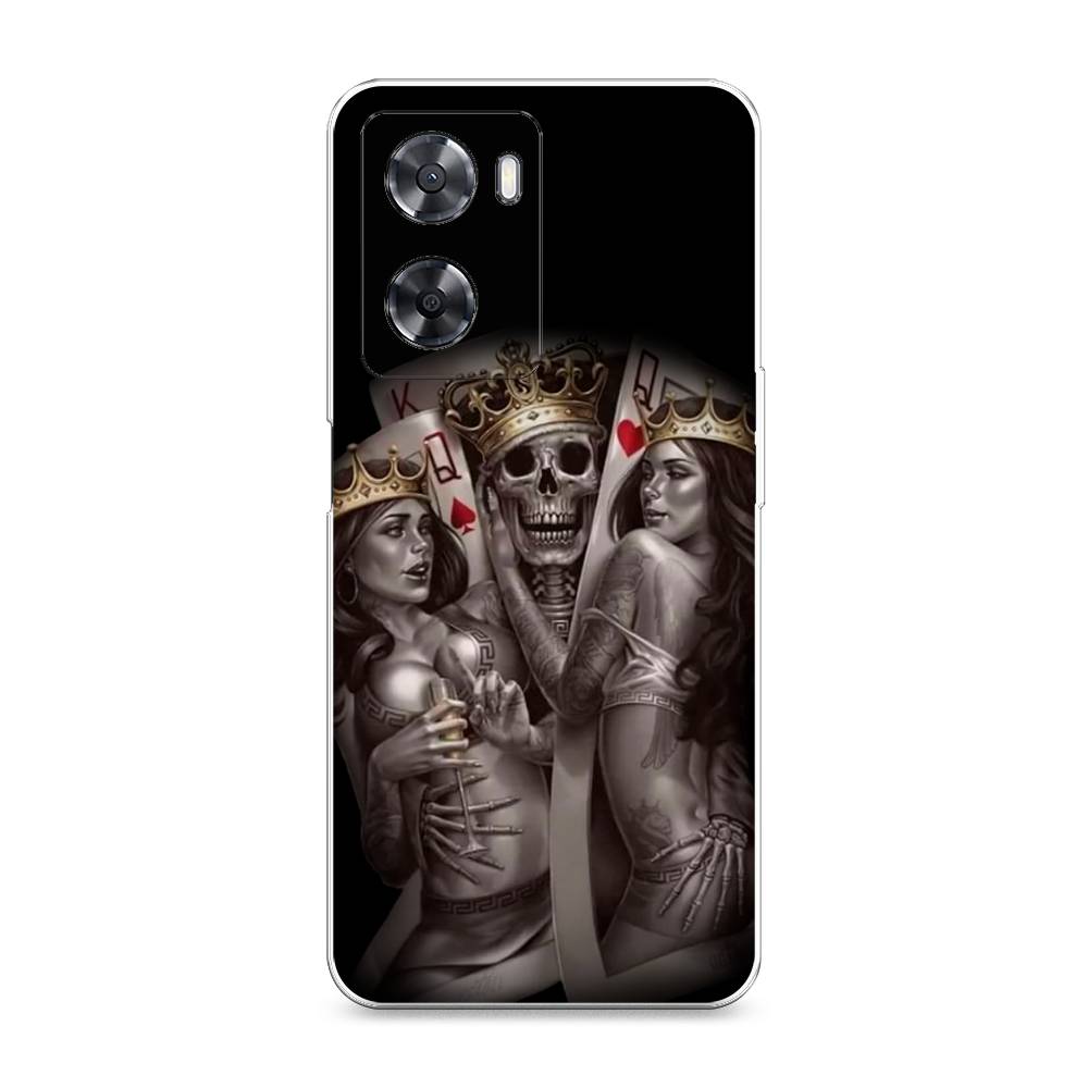 

Чехол на Oppo A57 4G "Карты король и королевы", Серый;желтый, 2511950-6