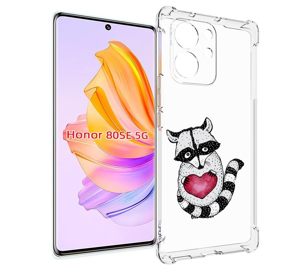 

Чехол MyPads Енот с сердечком для Honor 80 SE, Прозрачный, Tocco