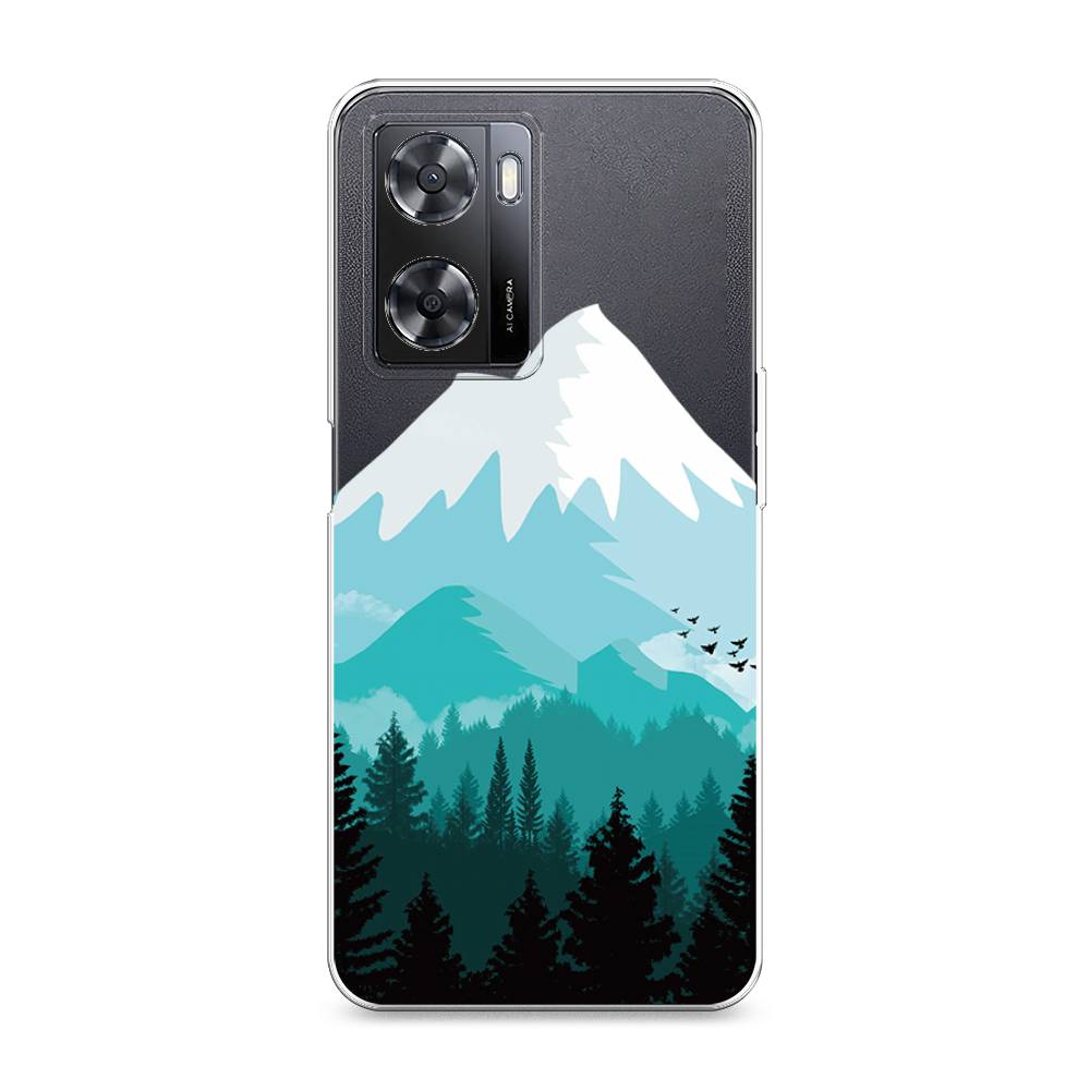 

Чехол на Oppo A57 4G "Синяя снежная гора", Белый;голубой, 2511850-2