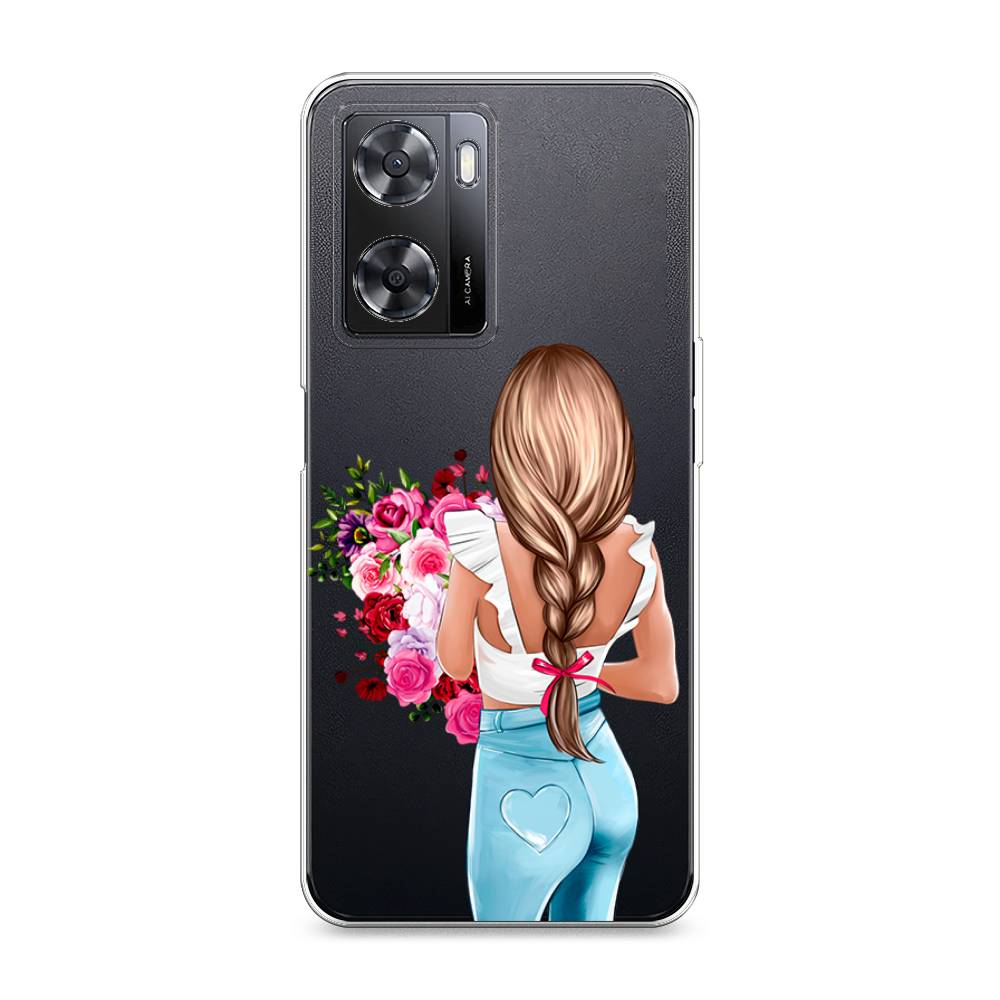 

Чехол на Oppo A57 4G "Девушка с цветами", Коричневый;розовый;голубой, 2511850-6