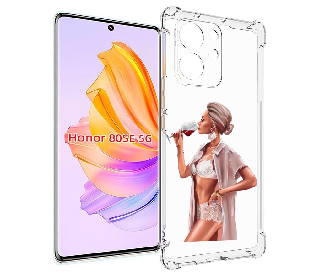 

Чехол MyPads Девушка-с-вином женский для Honor 80 SE, Прозрачный, Tocco