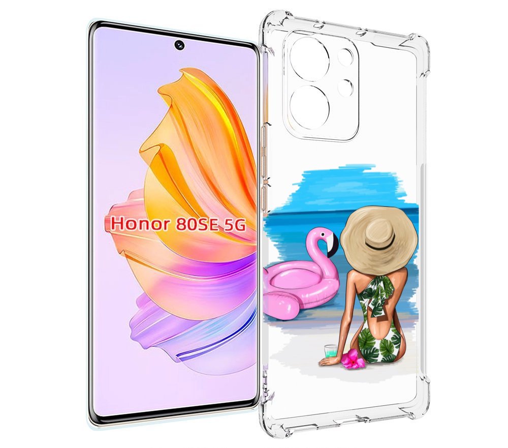 

Чехол MyPads Девушка-и-фламинго женский для Honor 80 SE, Прозрачный, Tocco