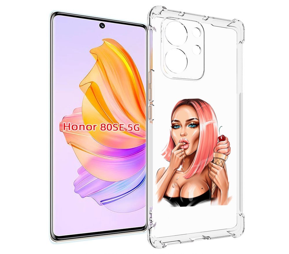 

Чехол MyPads Девушка-и-мороженое женский для Honor 80 SE, Прозрачный, Tocco