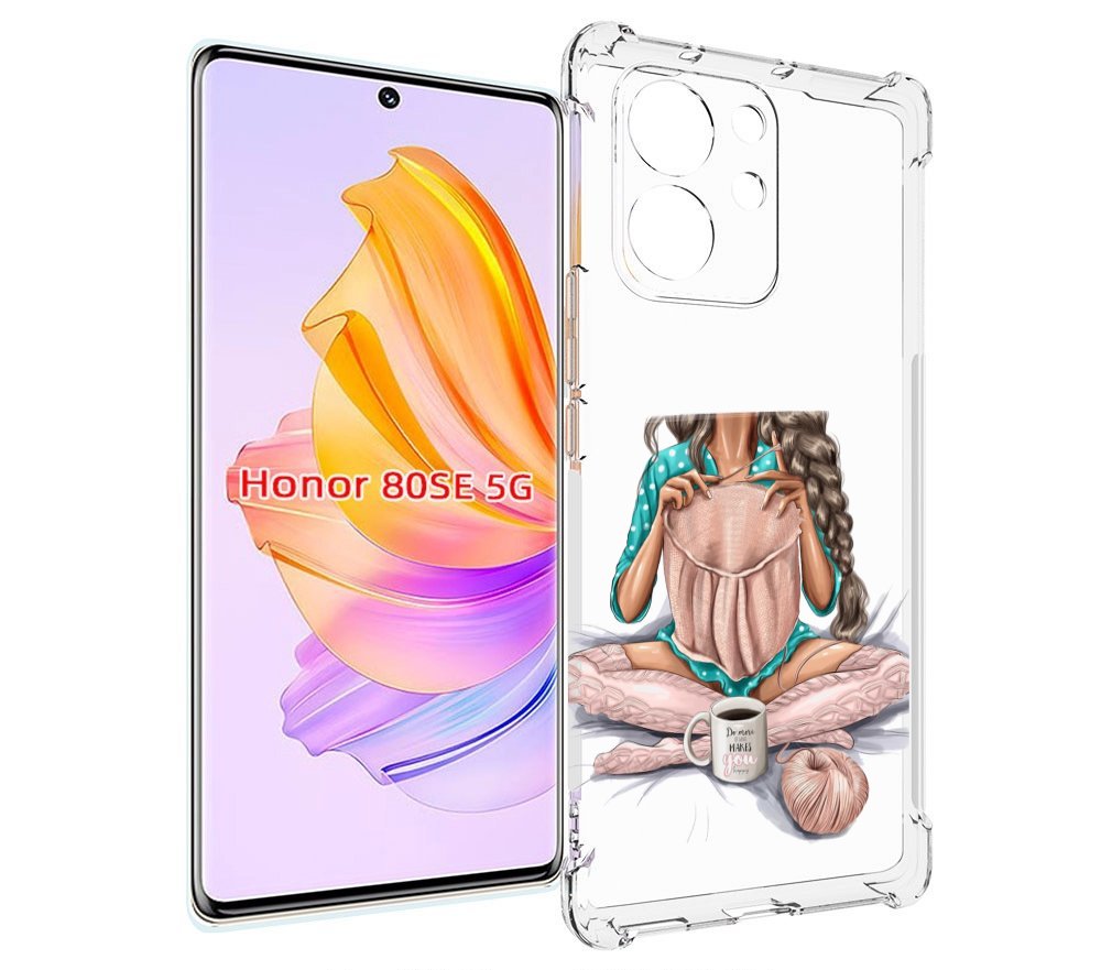 

Чехол MyPads Девушка-вяжет женский для Honor 80 SE, Прозрачный, Tocco