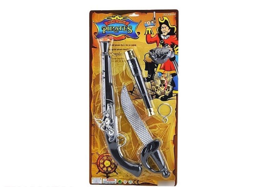 Набор игрушечного оружия Shantou пистолет, меч, подзорная труба, на листе
