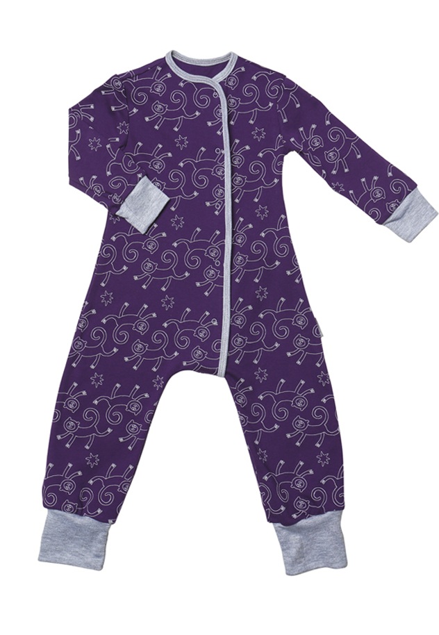 фото Комбинезон-пижама детский bambinizon обезьянка фиолетовый р. 68