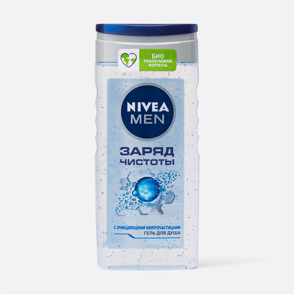 Гель для душа Nivea Men Заряд Чистоты мужской, с очищающими микрочастицами 250 мл