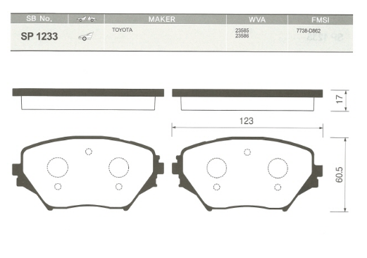 

Тормозные колодки Sangsin brake дисковые sp1233