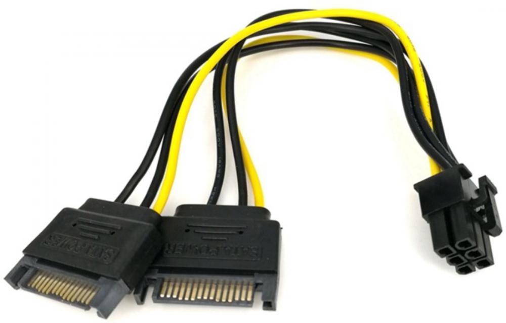 фото Переходник питания gsmin we37 2xsata 15-pin (f) - 6-pin (m) (черный)