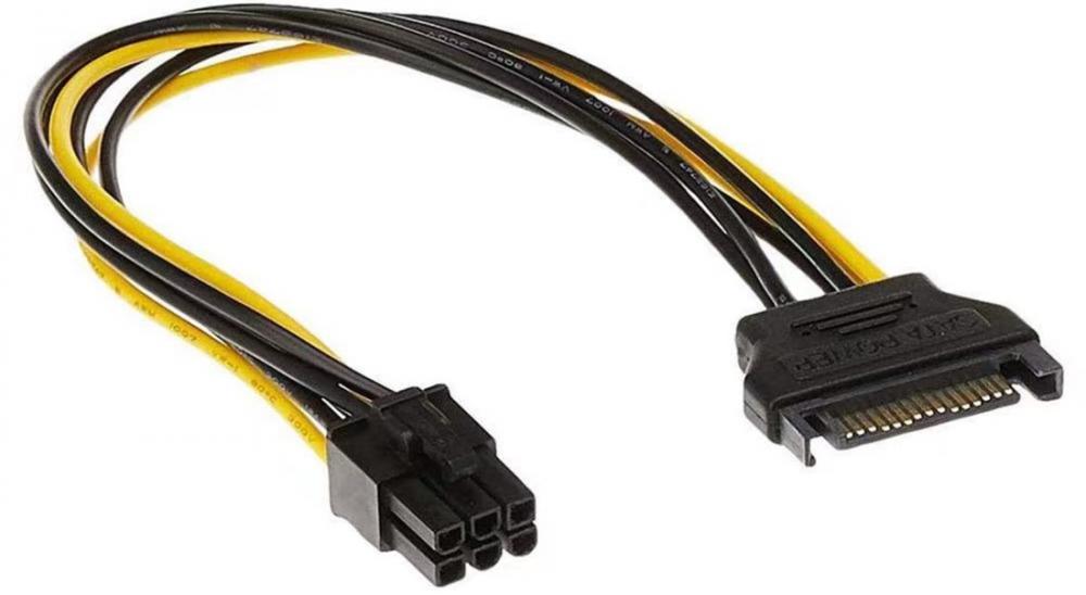 фото Переходник питания gsmin we33 sata 15-pin (m) - 6-pin (m) (черный)