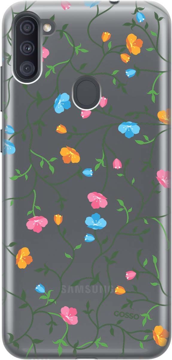 

Чехол на Samsung Galaxy A11/M11 с принтом "Сurly Flowers" прозрачный, Прозрачный;голубой, 116