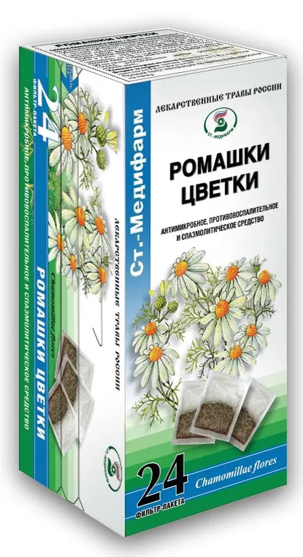 

Ромашка Ст.-Медифарм цветки фильтр-пакеты 1,5 г 24 шт.