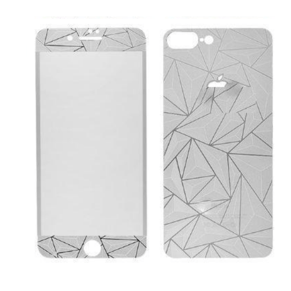 

Защитное стекло iPhone 7 plus 2 в 1 3D "ОСКОЛКИ", серебристое