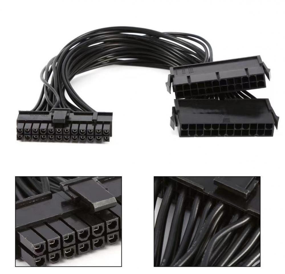 фото Кабель синхронизатор блоков питания gsmin we29 24-pin (m) - 2x24-pin (f) (black)