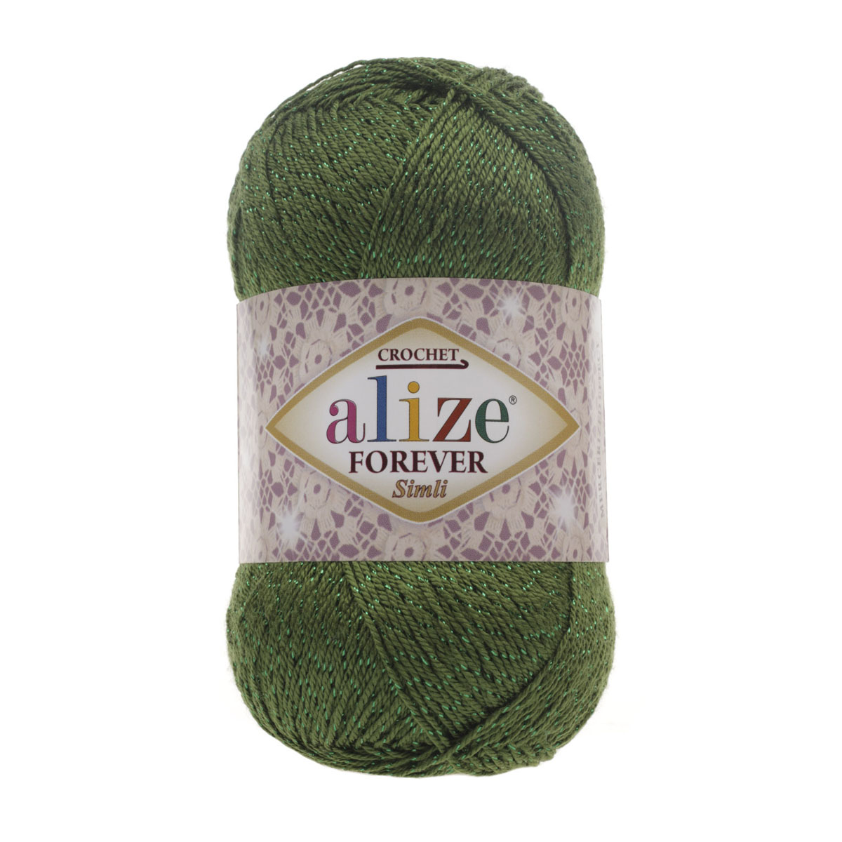 

Пряжа ALIZE 'Forever crochet simli', 50 г, 280 м ТУ (35 зелёный - трава), 5 мотков