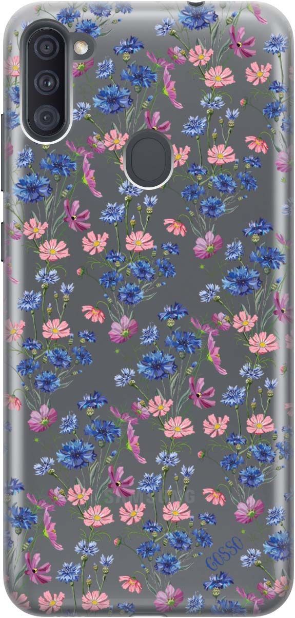 

Чехол на Samsung Galaxy A11/M11 "Lovely Cornflowers" прозрачный, Прозрачный;голубой, 116