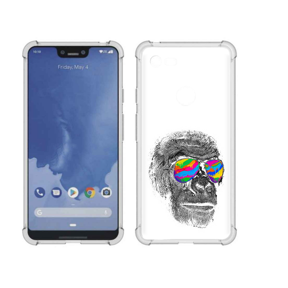 

Чехол MyPads Tocco для Google Pixel 3 XL крутая обезьяна в очках, Прозрачный, Tocco