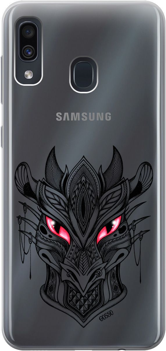 

Чехол на Samsung Galaxy A20/A30 с принтом "Dragon" прозрачный, Прозрачный;черный, 0