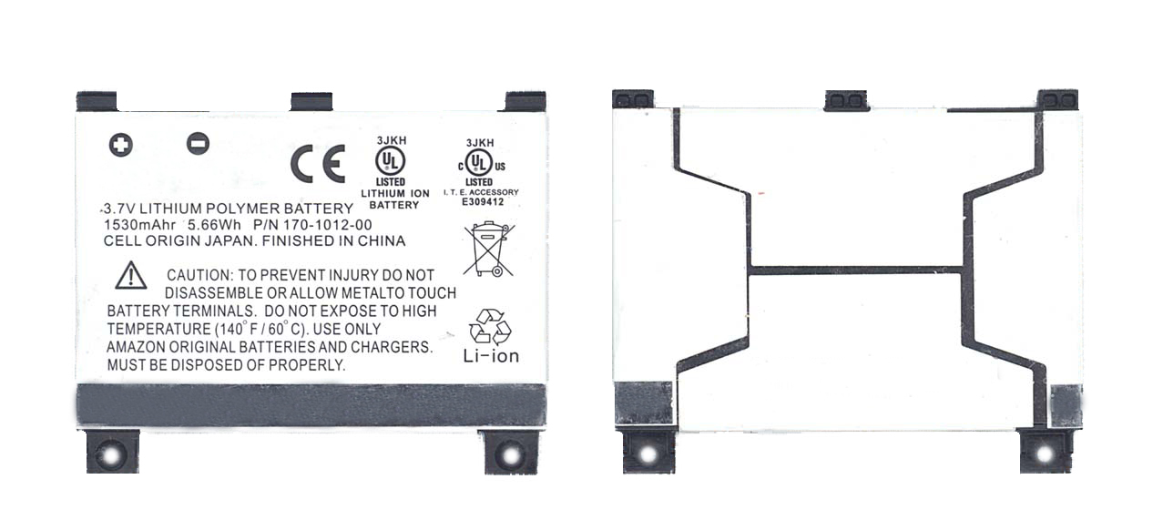 

Аккумулятор OEM 170-1012-00 для Amazon Kindle 2 3G, Kindle DX 3,7v 1530mAh (017056), 170-1012-00 для Amazon Kindle 2 3G, Kindle DX 3,7v 1530mAh