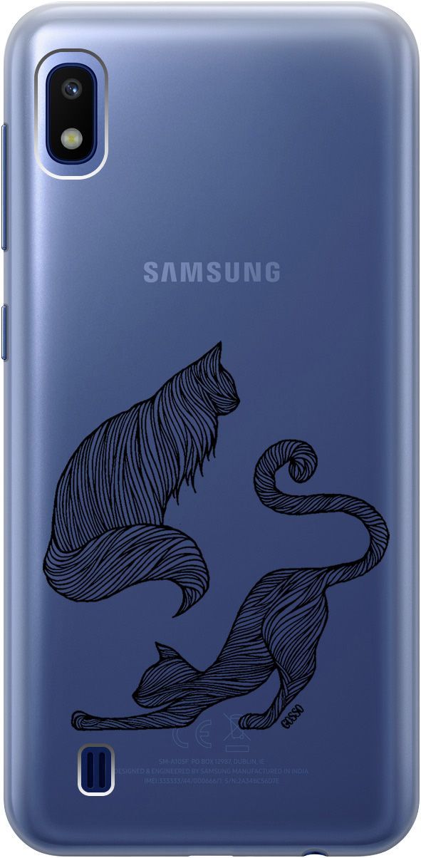 

Силиконовый чехол на Samsung Galaxy A10 с 3D принтом "Lazy Cats" прозрачный, Прозрачный;серый, 0