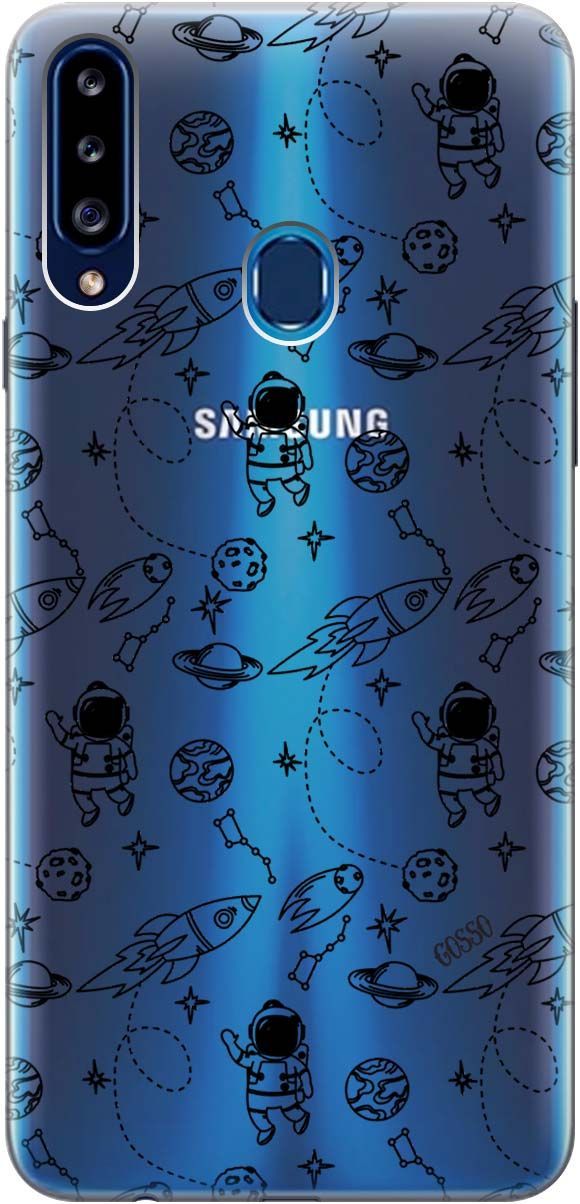 

Силиконовый чехол на Samsung Galaxy A20s с 3D принтом "Space" прозрачный, Прозрачный;черный, 0
