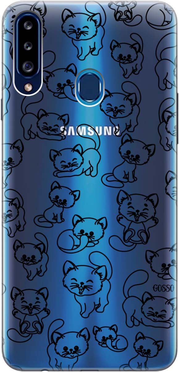 

Чехол на Samsung Galaxy A20s с принтом "Cute Kitties" прозрачный, Прозрачный;черный, 0