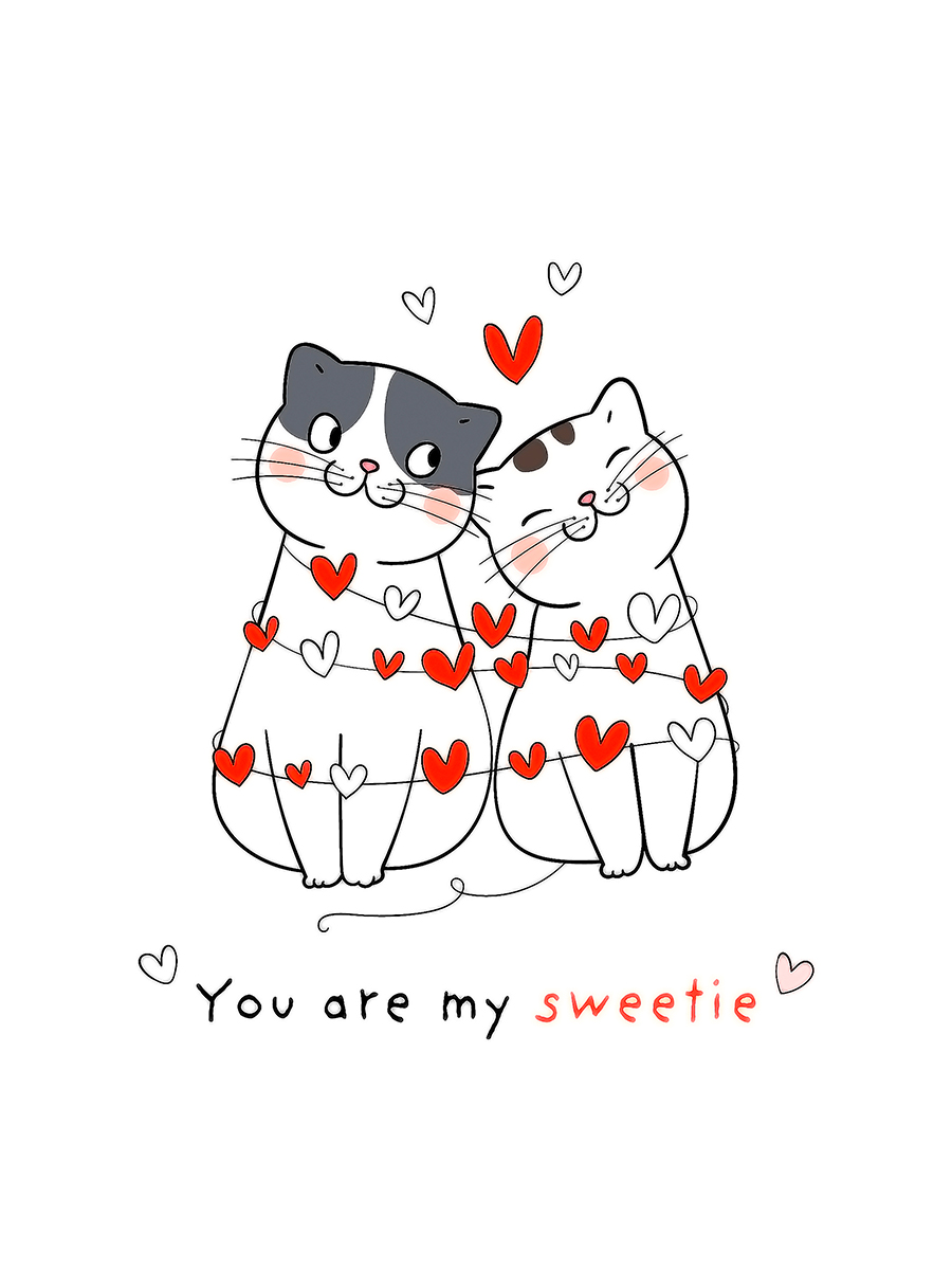 фото Постер drabs а2 коты с гирляндой из сердец