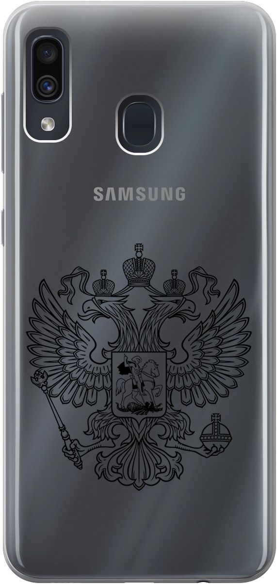 

Чехол на Samsung Galaxy A20/A30 "Patriotic Spirit" прозрачный, Прозрачный;черный, 0