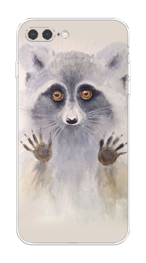 

Чехол на Apple iPhone 8 Plus "Енот за стеклом", Бежевый;серый, 10950-4